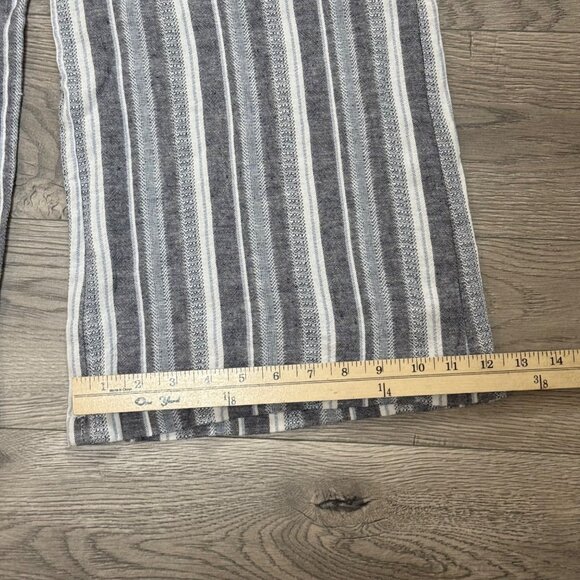 Rewash Smoked Wide Leg Pants Size L Linen Blend Pull On Striped Summer Beach - Picture 10 of 16